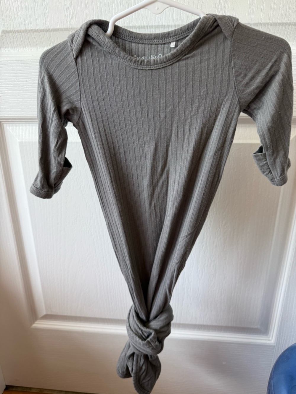 Grey Ribbed Knotted Baby Gown - Soft Sleep Sack